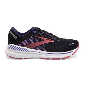 Brooks Adrenaline GTS 22 Womens Road Running Shoes Black/Purple/Coral | USA-LXK690283